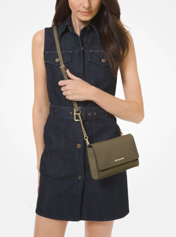 Damske Crossbody Kabelka Michael Kors Saffiano Leather 3-in-1 Crossbody Olivovo Zelená - Kabelky Michael Kors Akcia | JFIKS-4097